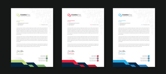 Corporate modern letterhead design template with color variation bundle. Creative letterhead design template for your business. Abstract letterhead design template.