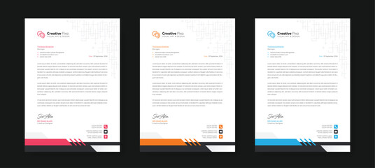 Corporate modern letterhead design template with color variation bundle. Creative letterhead design template for your business. Abstract letterhead design template.