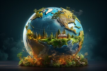 Obraz na płótnie Canvas Global Warming Planet Earth Illustration Created with Generative AI