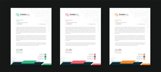 Minimal creative professional newsletter corporate modern business proposal letterhead design template with color variation bundle. Creative letterhead design template for your business.