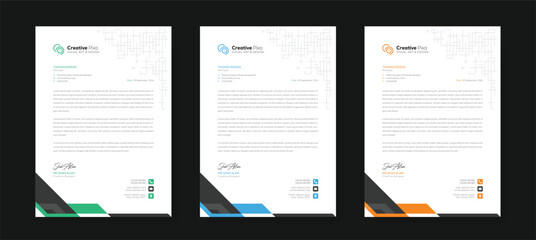 Corporate modern letterhead design template with color variation bundle. Creative letterhead design template for your business. Abstract letterhead design template.