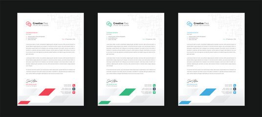Minimal creative professional newsletter corporate modern business proposal letterhead design template with color variation bundle. Creative letterhead design template for your business.