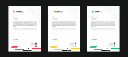 Minimal creative professional newsletter corporate modern business proposal letterhead design template with color variation bundle. Creative letterhead design template for your business.