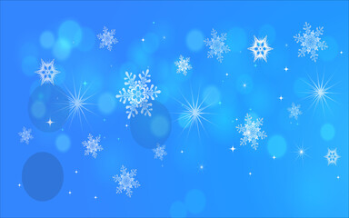 merry christmas blue background with snow and circle light vector