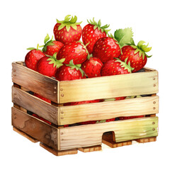 Fresh Agricultural Crops: Wooden Box of strawberry
