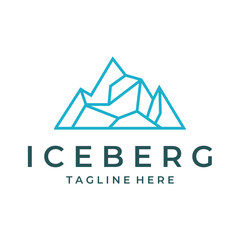 Iceberg logo line art design template, ice mountain icon design