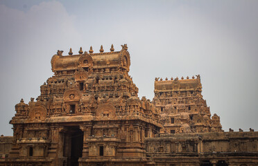 Temple tower of Thanjavur Big Temple(also referred as the Thanjai Periya Kovil in tamil language),...