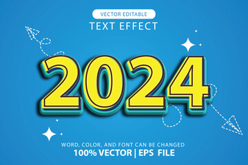 vector editable text 3d effect happy new year 2024 design template for celebration of the new year 2023 to 2024