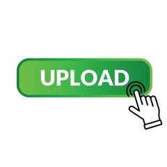 Upload button. click the upload button. Buttons and hand cursor. Green button. Direct upload