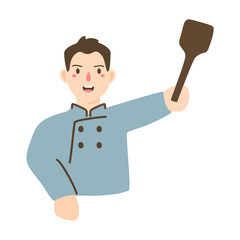 man chef cooking cartoon illustration