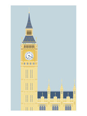 Big Ben London Icon Landmark of England British vector illustration - obrazy, fototapety, plakaty