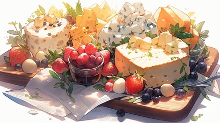 ［AI生成画像］チーズの盛合わせ1