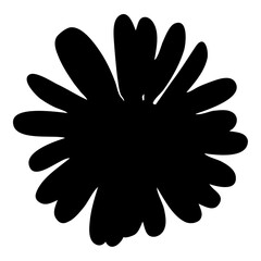 A large chamomile flower in the center. Isolated black symbol