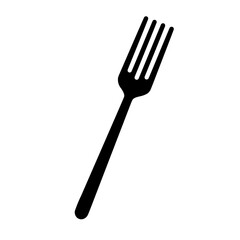 A large fork in the center. Isolated black symbol