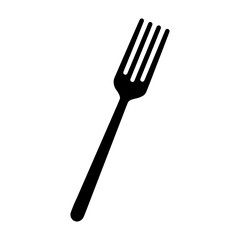 A large fork in the center. Isolated black symbol