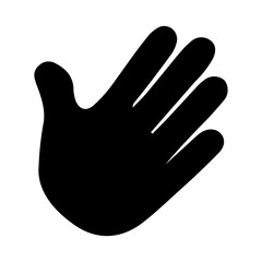 A large hand in the center. Isolated black symbol