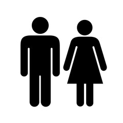 A large man with woman symbol in the center. Isolated black symbol