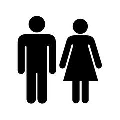 A large man with woman symbol in the center. Isolated black symbol