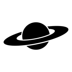 A large saturn symbol in the center. Isolated black symbol