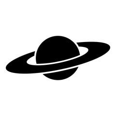 A large saturn symbol in the center. Isolated black symbol © Alexey