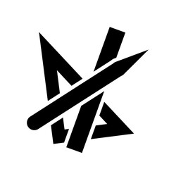 A large school supplies symbol in the center. Isolated black symbol