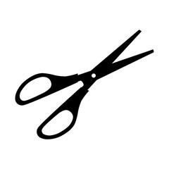 A large scissors symbol in the center. Isolated black symbol