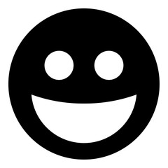 A large laughter face symbol in the center. Isolated black symbol