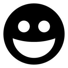 A large laughter face symbol in the center. Isolated black symbol