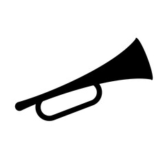 A large trumpet symbol in the center. Isolated black symbol © Alexey