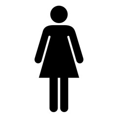A large woman symbol in the center. Isolated black symbol