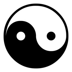 A large yin yang symbol in the center. Isolated black symbol