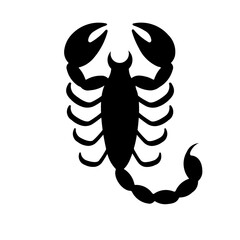 A large scorpio symbol in the center. Isolated black symbol