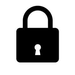 A large padlock symbol in the center. Isolated black symbol