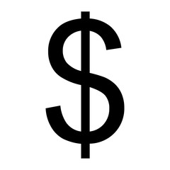 A large dollar symbol in the center. Isolated black symbol