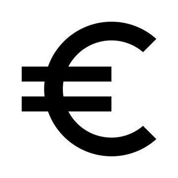 A large euro symbol in the center. Isolated black symbol