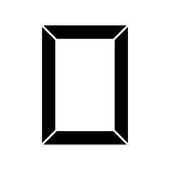 A large photo frame symbol in the center. Isolated black symbol