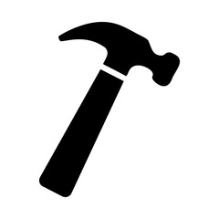 A large hammer symbol in the center. Isolated black symbol