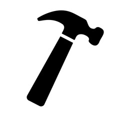 A large hammer symbol in the center. Isolated black symbol