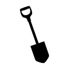 A large shovel symbol in the center. Isolated black symbol