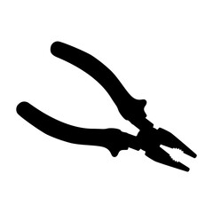 A large pliers symbol in the center. Isolated black symbol