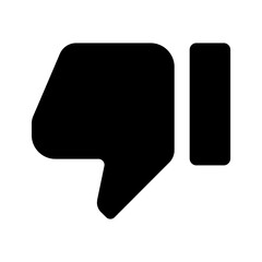A large thumb down symbol in the center. Isolated black symbol