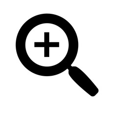 Fototapeta premium A large zoom in symbol in the center. Isolated black symbol