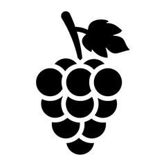 A large grapes symbol in the center. Isolated black symbol - obrazy, fototapety, plakaty