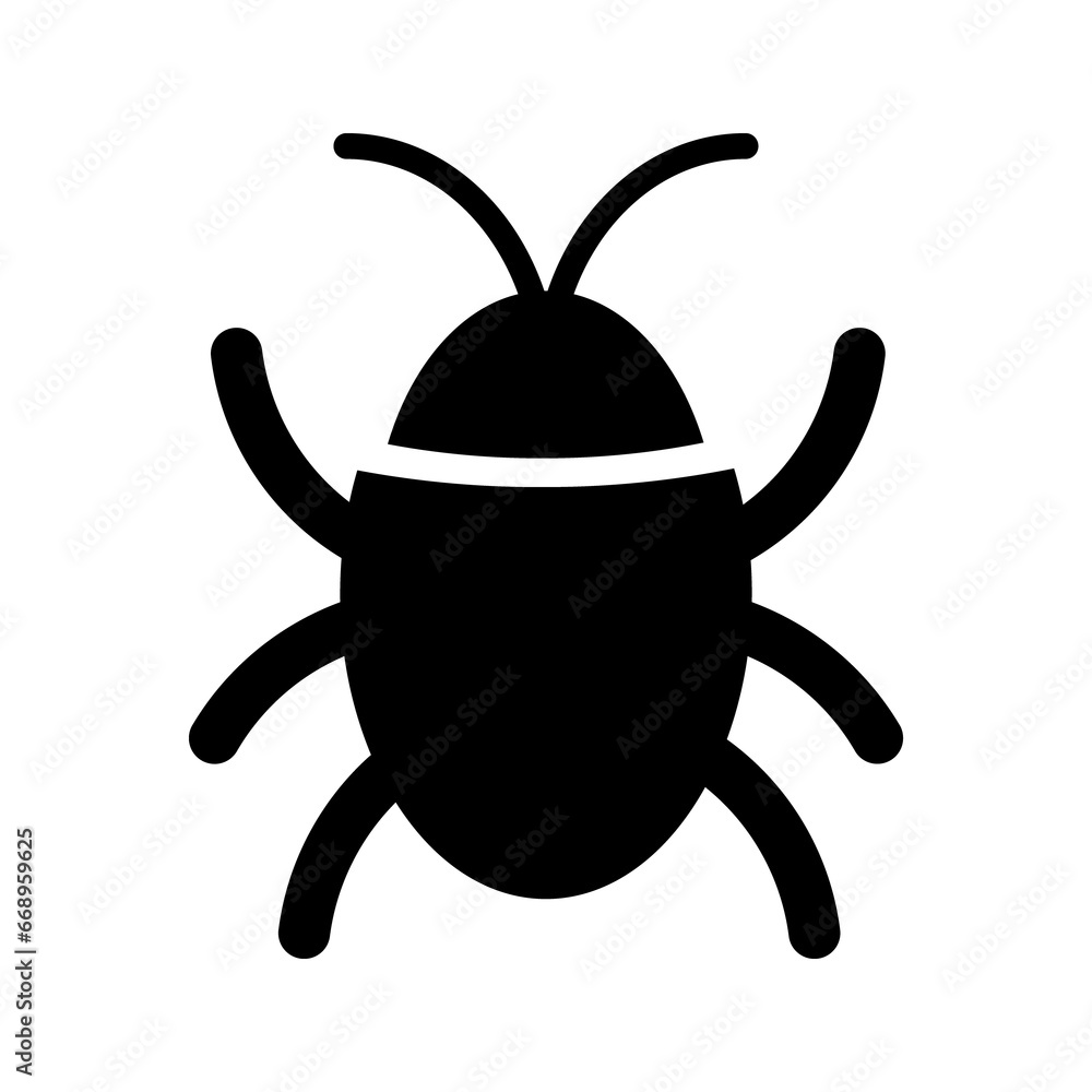 Poster a large bug symbol in the center. isolated black symbol
