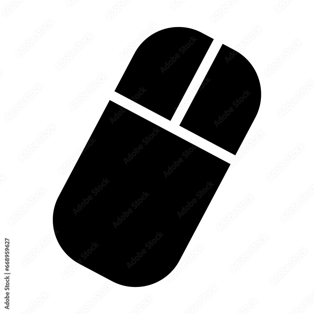Poster a large computer mouse symbol in the center. isolated black symbol