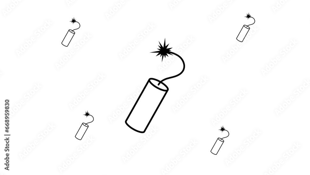 Poster zoom in and out animation the dynamite symbol. large black symbol in the center and four small symbo