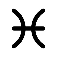 A large zodiac pisces symbol in the center. Isolated black symbol - obrazy, fototapety, plakaty