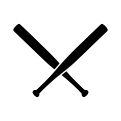 A large baseball bats symbol in the center. Isolated black symbol