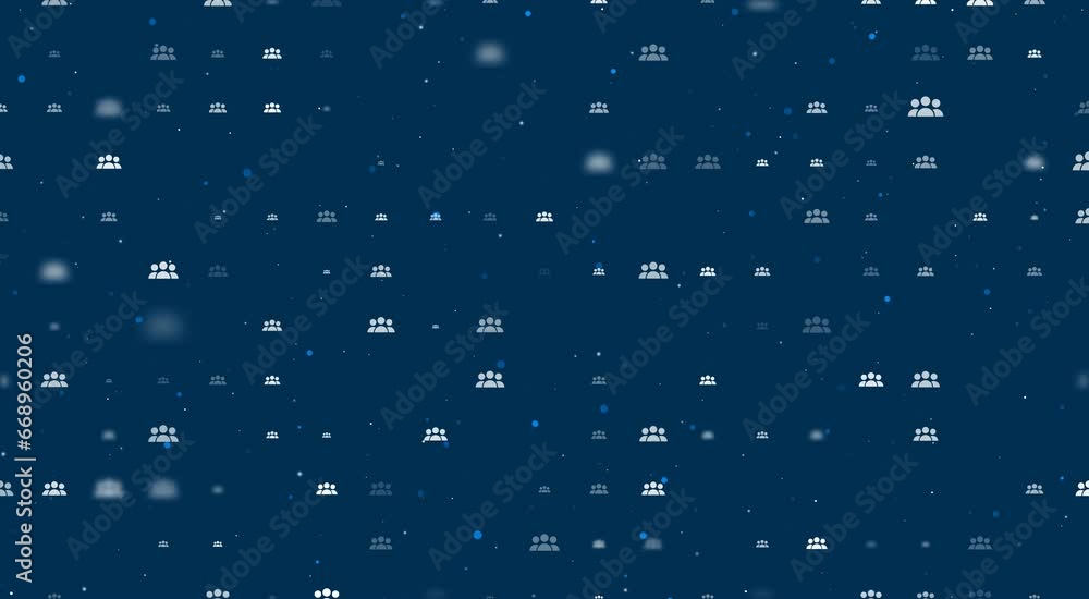 Poster template animation of evenly spaced people symbols of different sizes and opacity. animation of tran