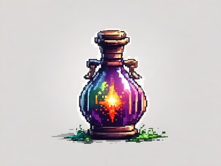 potion in a bottle, pixel art. AI generated - obrazy, fototapety, plakaty
